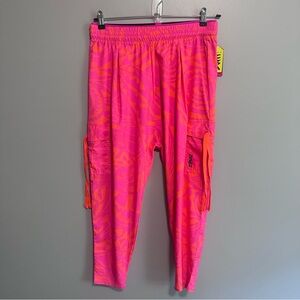 Zumba Wear Women’s Medium Harem Cargo Pants Coral Pink Beach Baller NWT
